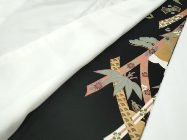 平和屋着物●豪華黒留袖　駒刺繍　鬘帯飛鶴雲取り吉祥花唐草文　金彩　正絹　逸品　CABE2010yc