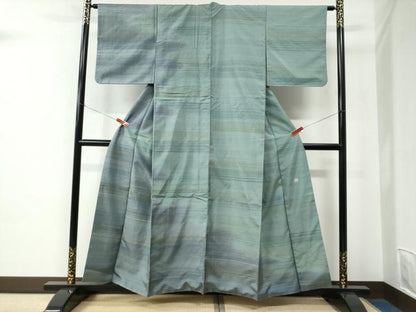平和屋着物●石川県指定無形文化財　牛首紬　白山工房　手織り　訪問着　霞文　正絹　逸品　CABE2011yc