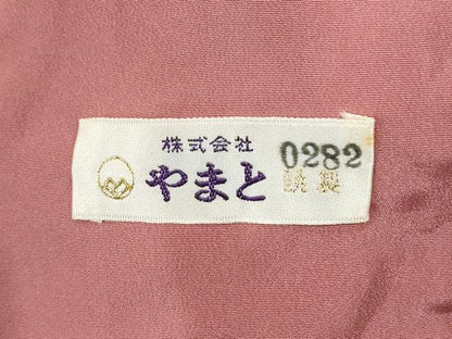 平和屋着物●上質な色無地　花唐草地紋　甚三紅色　やまと誂製　ロング丈　正絹　逸品　未使用　CABE2012yc