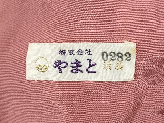 平和屋着物●上質な色無地　花唐草地紋　甚三紅色　やまと誂製　ロング丈　正絹　逸品　未使用　CABE2012yc