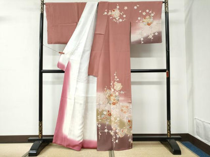 平和屋着物●訪問着　草花丸文　暈し染め　金彩　正絹　逸品　未使用　CABE2013yc