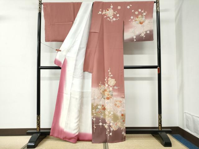 平和屋着物●訪問着　草花丸文　暈し染め　金彩　正絹　逸品　未使用　CABE2013yc
