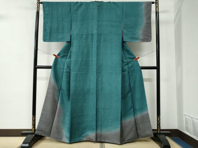 平和屋着物●石川県指定無形文化財　牛首紬　白山工房　手織り　訪問着　霞文　正絹　逸品　未使用　CABE2015yc