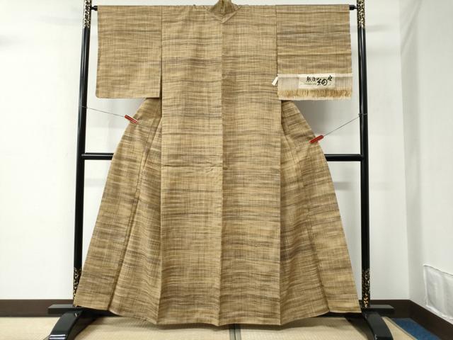 平和屋着物●上質な紬　越後の紬座　霞文　反端付き　正絹　逸品　未使用　CABE2017yc