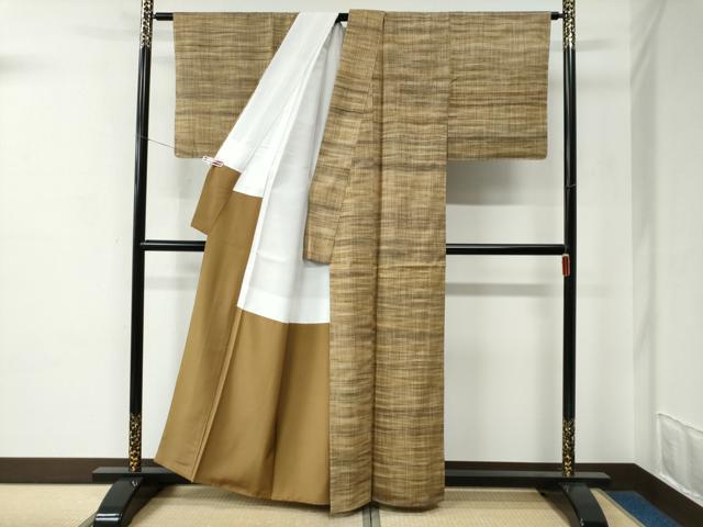 平和屋着物●上質な紬　越後の紬座　霞文　反端付き　正絹　逸品　未使用　CABE2017yc
