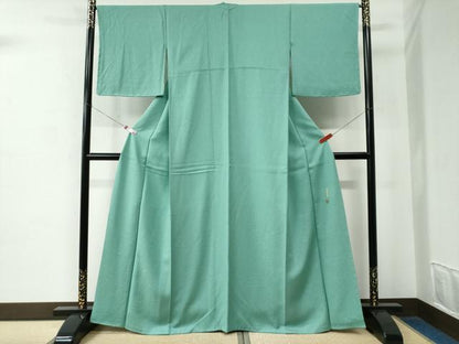 平和屋着物●本草木染作家　圓啓　色無地　菊尽くし地紋　青磁色　正絹　逸品　未使用　CABE2022yc