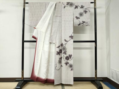 平和屋着物●訪問着　総絞り　花唐草文　正絹　逸品　CABE2024yc