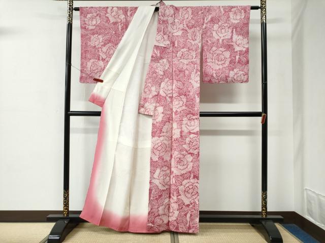 平和屋着物●上質な小紋　総絞り　薔薇　正絹　逸品　CABE2025yc