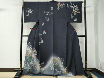 平和屋着物●訪問着　駒刺繍　草花文　暈し染め　正絹　逸品　CABE2027yc