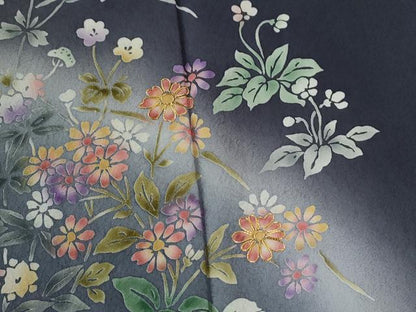 平和屋着物●訪問着　駒刺繍　草花文　暈し染め　正絹　逸品　CABE2027yc