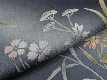 平和屋着物●訪問着　駒刺繍　草花文　暈し染め　正絹　逸品　CABE2027yc