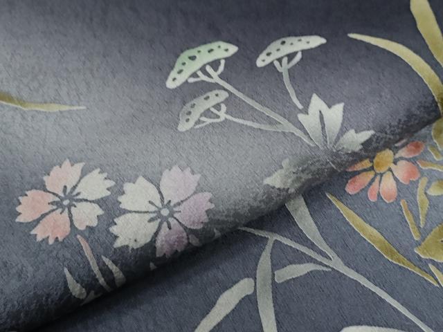 平和屋着物●訪問着　駒刺繍　草花文　暈し染め　正絹　逸品　CABE2027yc