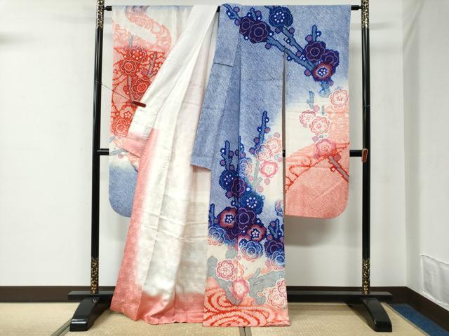平和屋着物●豪華振袖　総絞り　流水枝梅文　暈し染め　正絹　逸品　CABE2028yc