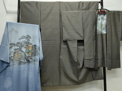 平和屋着物●男性　本場大島紬　アンサンブル・長襦袢セット　有馬柄　正絹　逸品　CABE2033yc