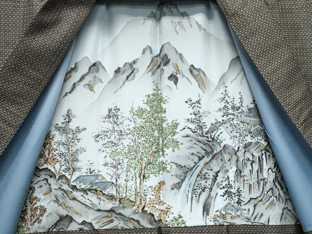 平和屋着物●男性　本場大島紬　アンサンブル・長襦袢セット　有馬柄　正絹　逸品　CABE2033yc