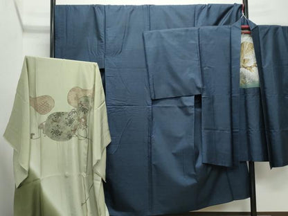 平和屋着物●男性　本場大島紬　アンサンブル・長襦袢セット　100亀甲　総詰め　羽裏：鷹　正絹　逸品　CABE2034yc