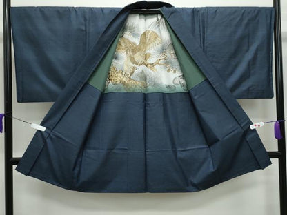 平和屋着物●男性　本場大島紬　アンサンブル・長襦袢セット　100亀甲　総詰め　羽裏：鷹　正絹　逸品　CABE2034yc