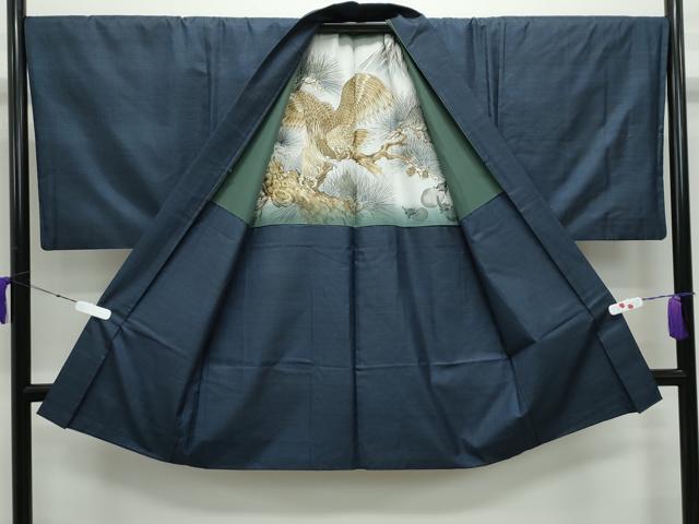 平和屋着物●男性　本場大島紬　アンサンブル・長襦袢セット　100亀甲　総詰め　羽裏：鷹　正絹　逸品　CABE2034yc
