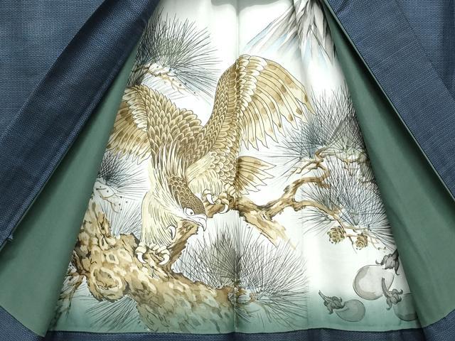 平和屋着物●男性　本場大島紬　アンサンブル・長襦袢セット　100亀甲　総詰め　羽裏：鷹　正絹　逸品　CABE2034yc