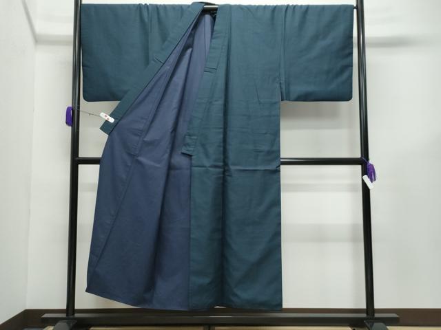 平和屋着物●男性　紬　アンサンブル　80亀甲　総詰め　正絹　逸品　CABE2035yc