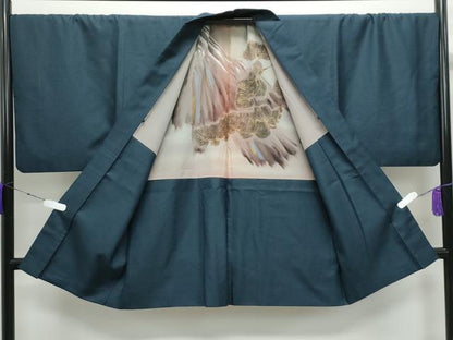 平和屋着物●男性　紬　アンサンブル　80亀甲　総詰め　正絹　逸品　CABE2035yc