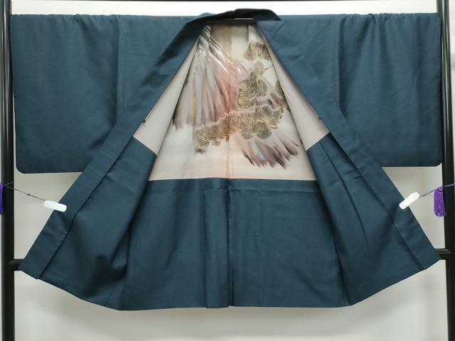 平和屋着物●男性　紬　アンサンブル　80亀甲　総詰め　正絹　逸品　CABE2035yc