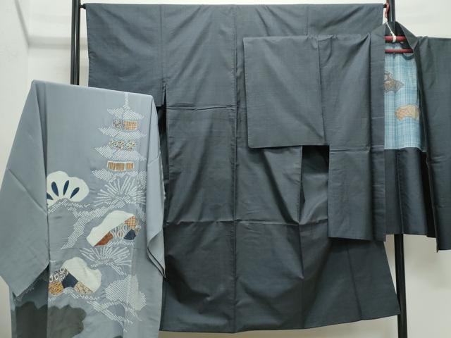 平和屋着物●男性　本場大島紬　アンサンブル・長襦袢セット　100亀甲　総詰め　正絹　逸品　CABE2036yc