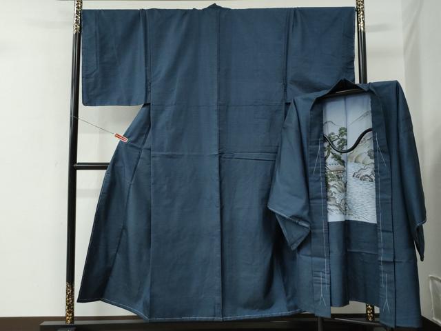 平和屋着物●男性　本場大島紬　アンサンブル　80亀甲　総詰め　正絹　逸品　未使用　CABE2038yc