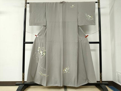 平和屋着物●訪問着　友禅　作家物　枝花文　正絹　逸品　CABE2046yc
