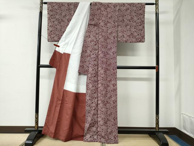 平和屋着物●江戸小紋　更紗花唐草文　洗える着物　CABE2050yc