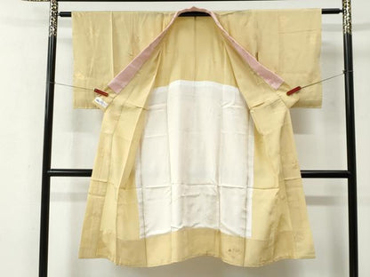 平和屋着物●長襦袢　無双仕立て　扇面花文　金彩　やまと誂製　半衿刺繍　正絹　逸品　未使用　CABE2057yc