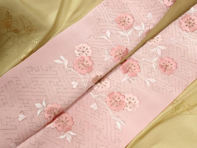 平和屋着物●長襦袢　無双仕立て　扇面花文　金彩　やまと誂製　半衿刺繍　正絹　逸品　未使用　CABE2057yc