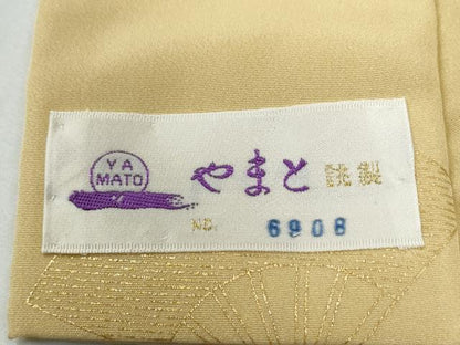 平和屋着物●長襦袢　無双仕立て　扇面花文　金彩　やまと誂製　半衿刺繍　正絹　逸品　未使用　CABE2057yc