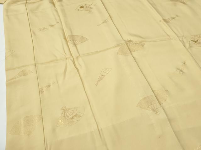 平和屋着物●長襦袢　無双仕立て　扇面花文　金彩　やまと誂製　半衿刺繍　正絹　逸品　未使用　CABE2057yc