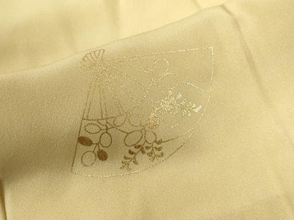 平和屋着物●長襦袢　無双仕立て　扇面花文　金彩　やまと誂製　半衿刺繍　正絹　逸品　未使用　CABE2057yc