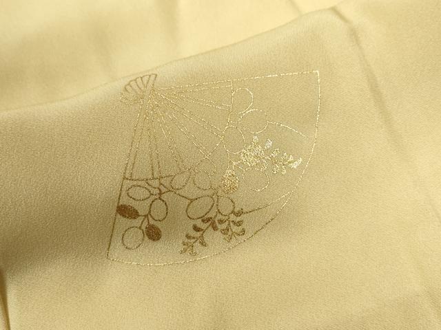 平和屋着物●長襦袢　無双仕立て　扇面花文　金彩　やまと誂製　半衿刺繍　正絹　逸品　未使用　CABE2057yc