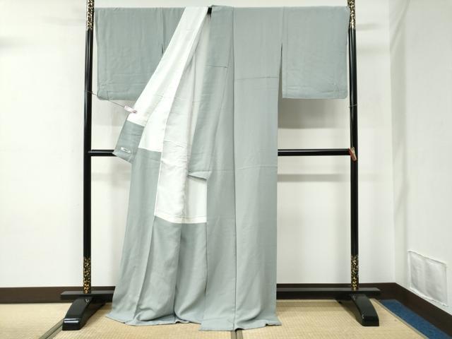 平和屋着物●上質な色無地　秘色色　ロング丈　正絹　逸品　CABE2059yc