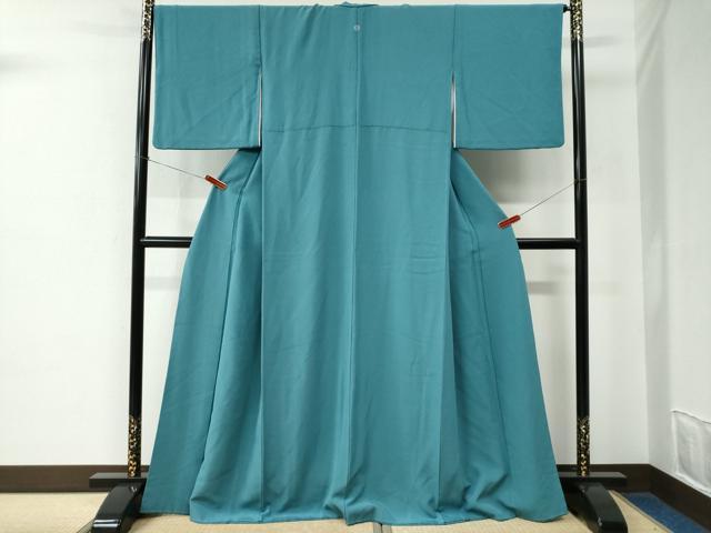 平和屋着物●上質な色無地　浅葱色　正絹　逸品　CABE2062yc