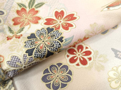 平和屋着物●上質な小紋　立波花蝶文　暈し染め　金彩　正絹　逸品　未使用　CABE2065yc