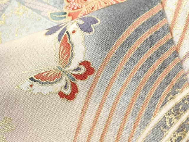 平和屋着物●上質な小紋　立波花蝶文　暈し染め　金彩　正絹　逸品　未使用　CABE2065yc