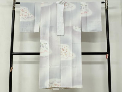 平和屋着物●長襦袢　袷　枝桜花文　暈し染め　正絹　逸品　CABE2066yc