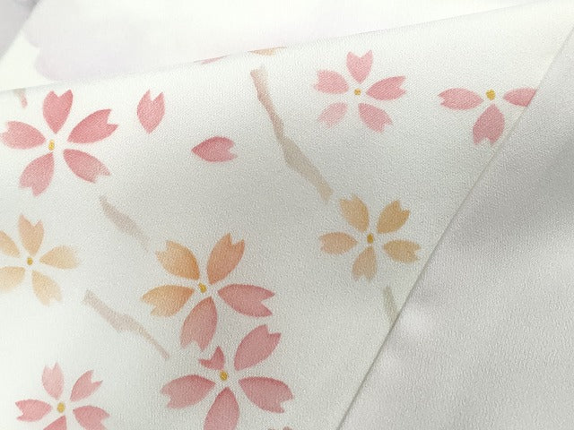 平和屋着物●長襦袢　袷　枝桜花文　暈し染め　正絹　逸品　CABE2066yc