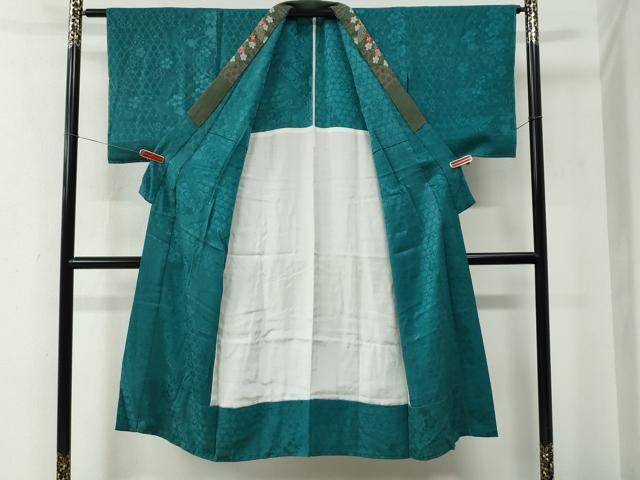 平和屋着物●長襦袢　無双仕立て　市松舞桜文　暈し染め　正絹　逸品　未使用　CABE2071yc