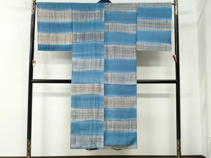 平和屋着物●男性　長襦袢　袷　変わり市松文　暈し染め　正絹　逸品　CABE2074yc