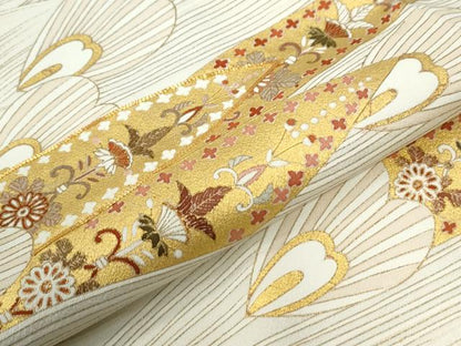 平和屋着物●豪華色留袖　駒刺繍　孔雀羽更紗花唐草文　金彩　正絹　逸品　CABE2082yc