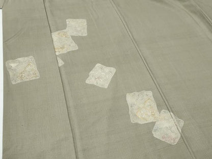 平和屋着物●訪問着　紬地　色紙鳳凰葵花文　金彩　正絹　逸品　CABE2083yc