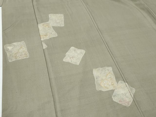 平和屋着物●訪問着　紬地　色紙鳳凰葵花文　金彩　正絹　逸品　CABE2083yc