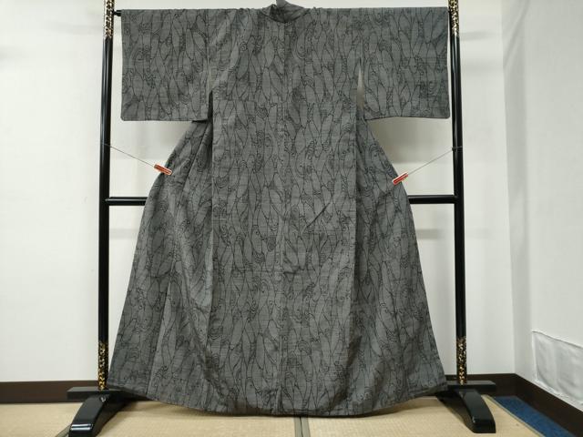 平和屋着物●上質な紬　唐草文　正絹　逸品　CABE2085yc