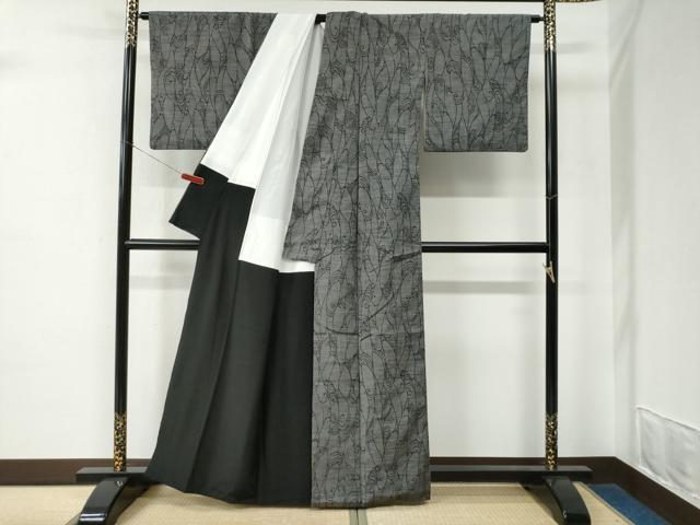平和屋着物●上質な紬　唐草文　正絹　逸品　CABE2085yc