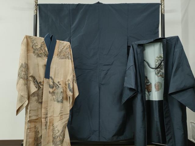 平和屋着物●男性　本場大島紬　アンサンブル・長襦袢セット　吉祥文　正絹　逸品　CABE2086yc